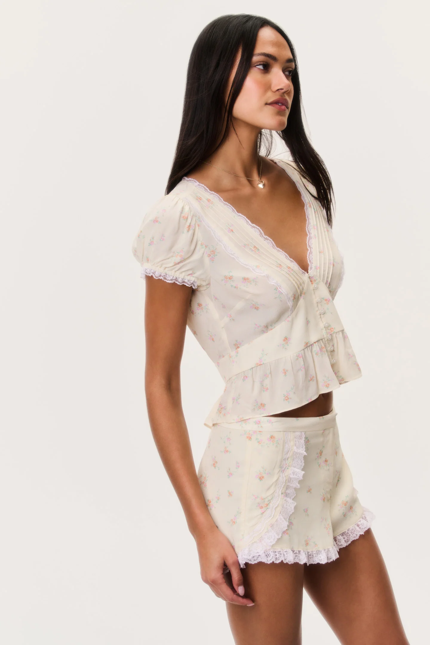 Adina Lace-Trimmed Floral Shorts - Image 3
