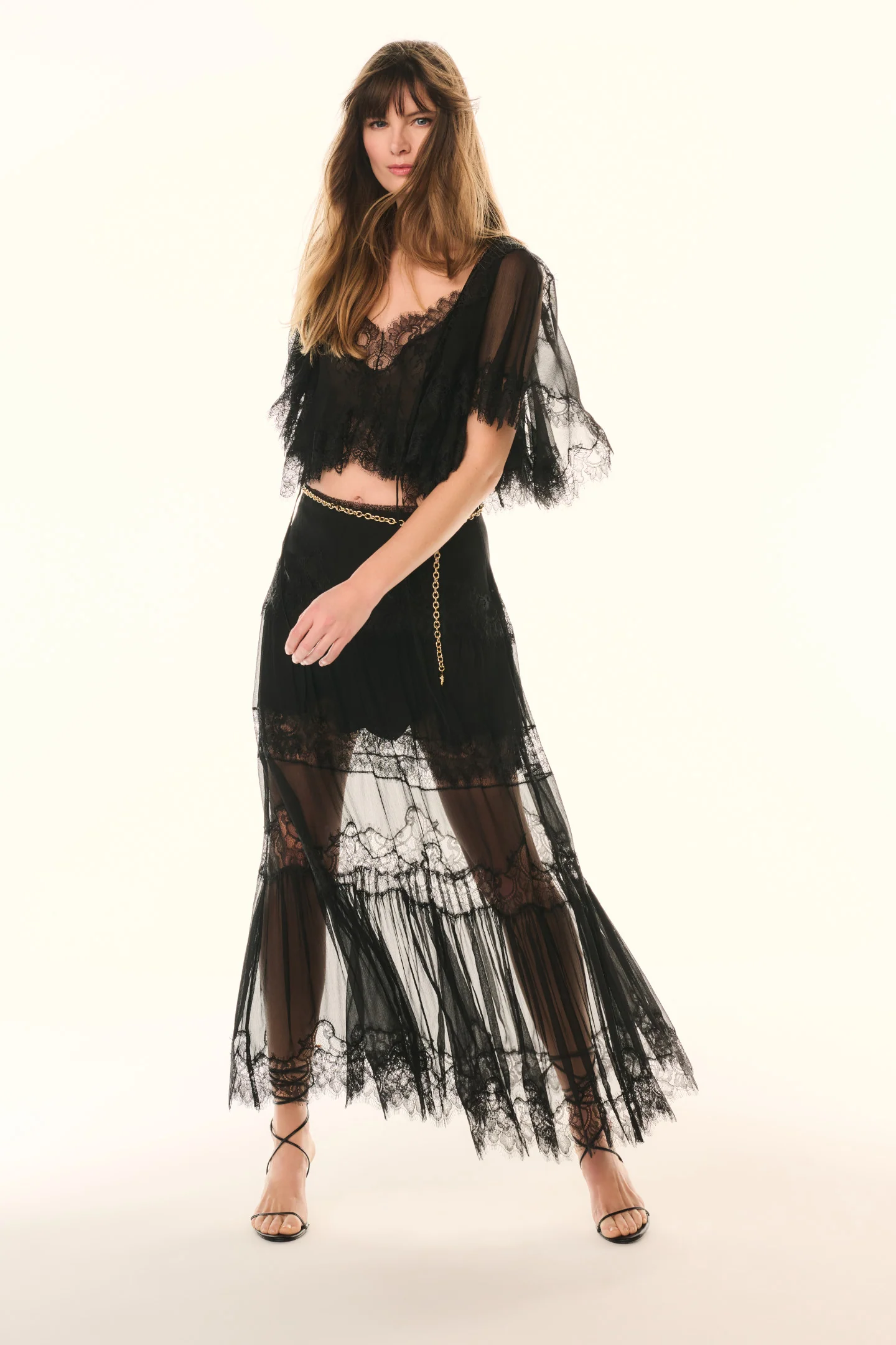 Aureline Silk Lace Pleated Maxi Skirt - Image 2