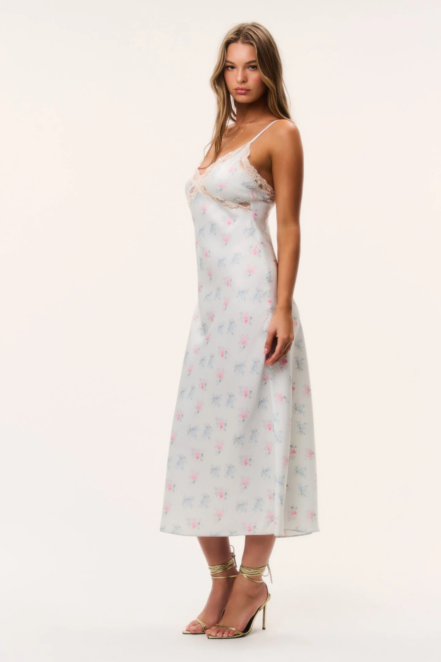Idris Floral Satin Midi Dress - Image 4