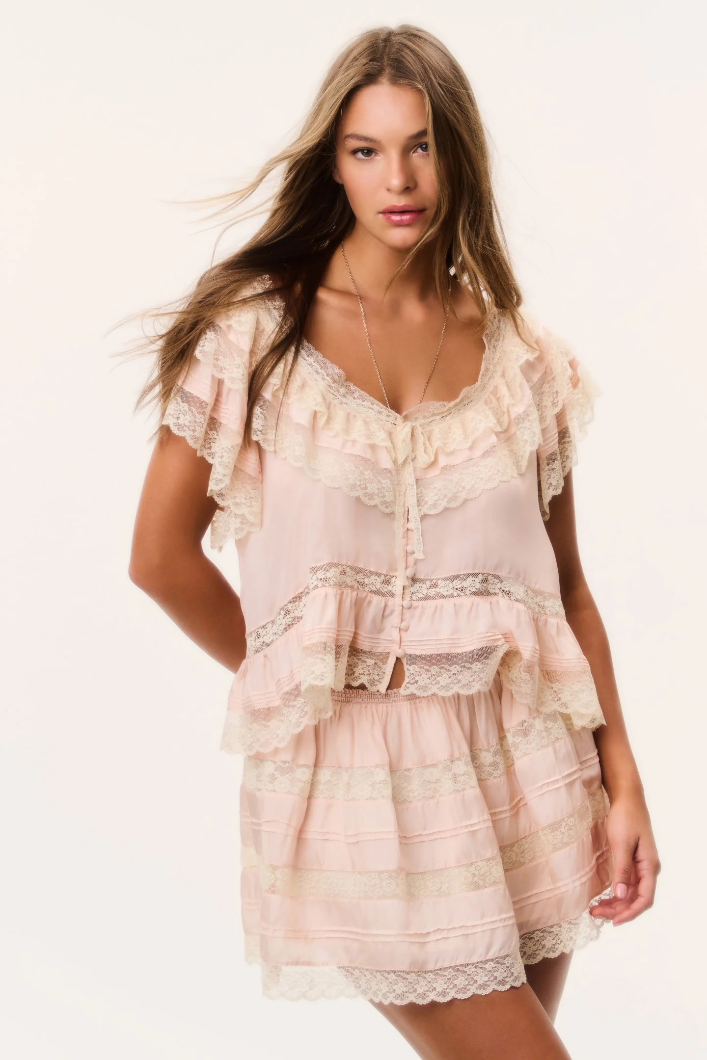 Klara Silk Lace-Trimmed Mini Skirt - Image 3