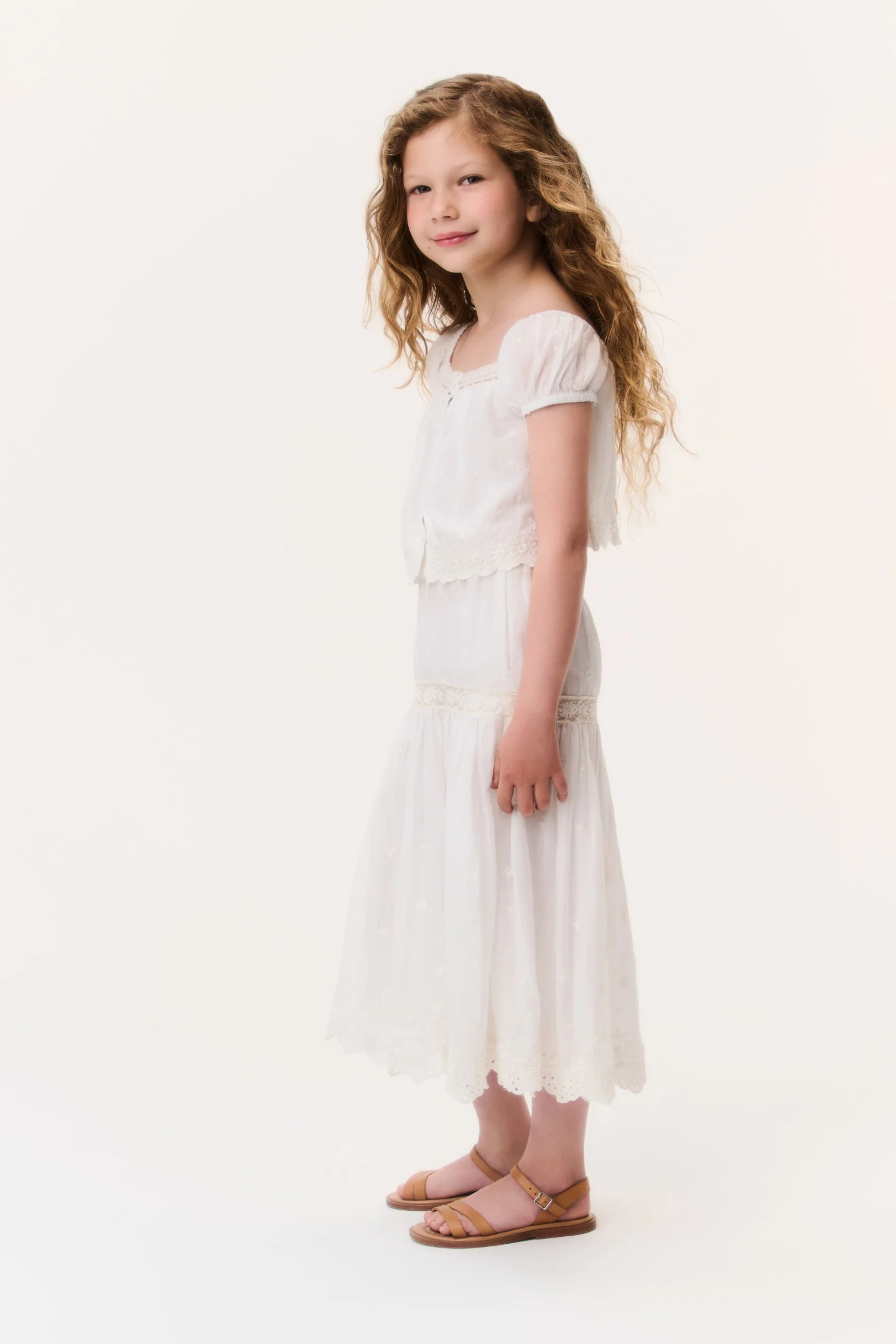 Little Girls Cotton Lace Norael Skirt - Image 2